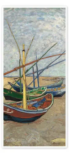Barco de pescadores en la playa de Santa María del Mar de Vincent van Gogh Master Collection