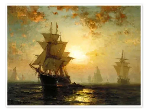 Barco de vela en el atardecer de Edward Moran ARTOTHEK