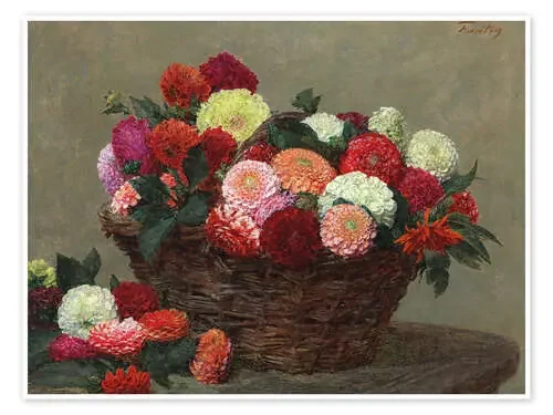 Basket of dahlias, 1893 de Henri Fantin-Latour Bridgeman Images