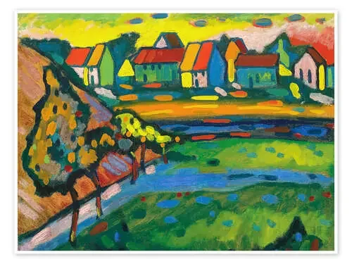 Bavarian village with field de Wassily Kandinsky ARTOTHEK