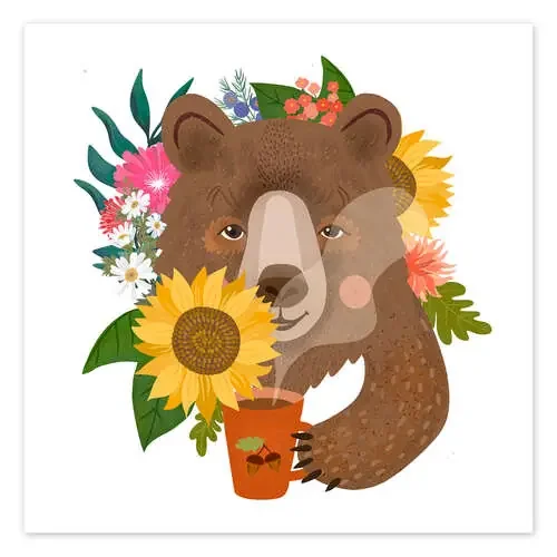 Bear with flowers and coffee de Taika Tori