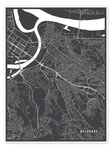 Belgrade Serbia Map II de Main Street Maps