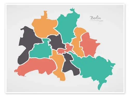 Berlin city map modern abstract with round shapes de Ingo Menhard