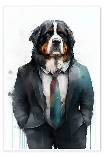 Bernese Mountain Dog in a suit and tie de Dreamscapes