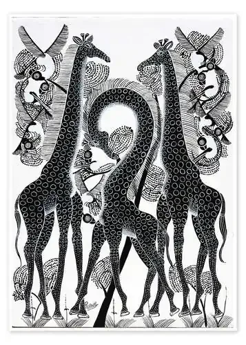 Black and White Giraffe de Rubuni Tanzania Art & Licensing