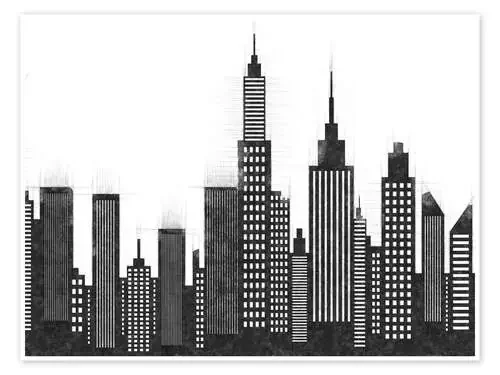 Black and White Sketch Of New York City Skyline de Radu Bercan