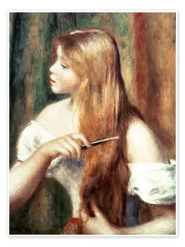 Blonde girl combing her hair de Pierre-Auguste Renoir Bridgeman Images