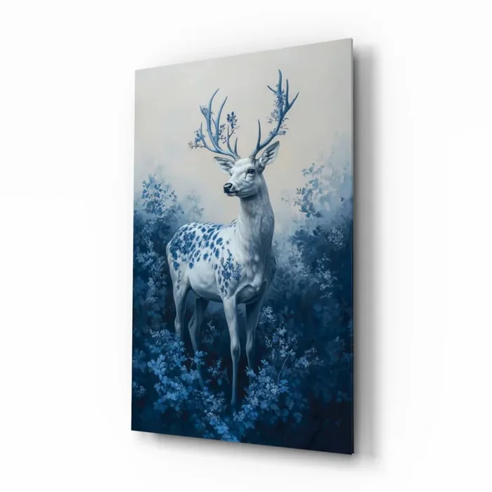 Blue Deer Glass Wall Art Designer Collection – 28.5 » X 18 «