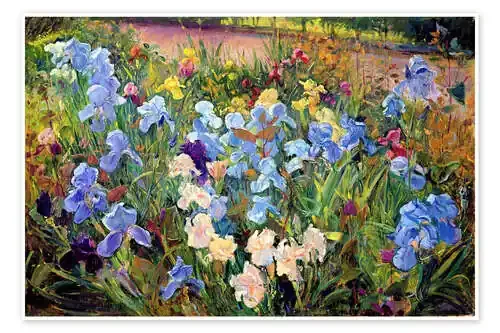 Blue flower bed de Timothy Easton Bridgeman Images
