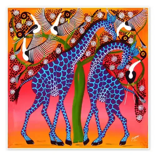 Blue Giraffe de Omary Tanzania Art & Licensing