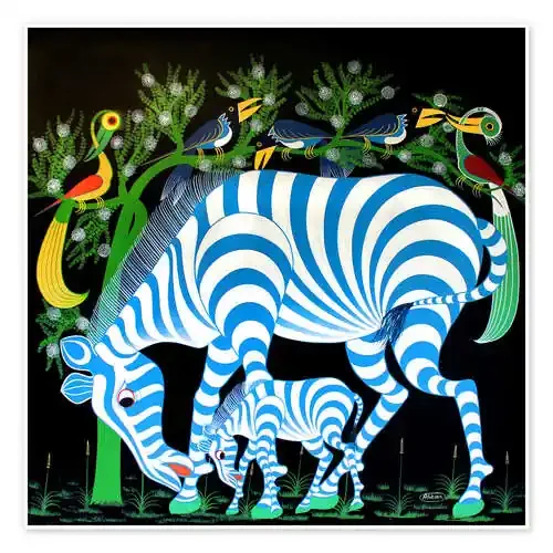 Blue Zebras at night de Rafiki Tanzania Art & Licensing