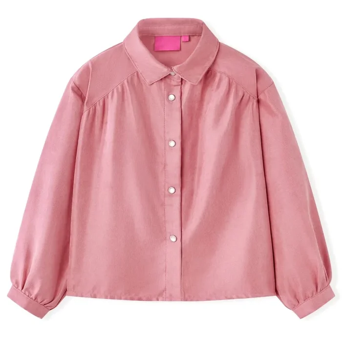 Blusa infantil con mangas de farol rosa palo 116