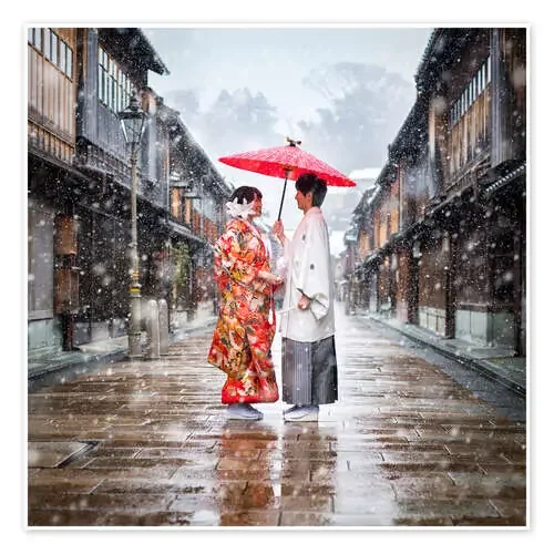 Boda de una pareja japonesa en invierno en Kanagawa, Japón de Jan Christopher Becke