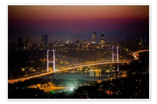 Bosporus-Bridge at night – pink (Istanbul / Turkey) de gn fotografie