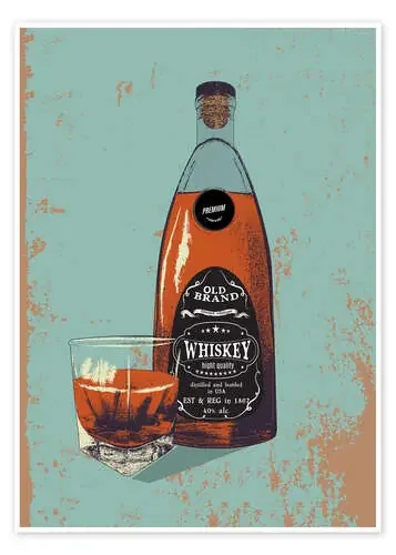 Botella de whisky y vaso Editors Choice