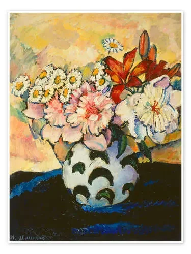 Bouquet of flowers in a black and white jug – Ilya Ivanovich Mashkoff ARTOTHEK