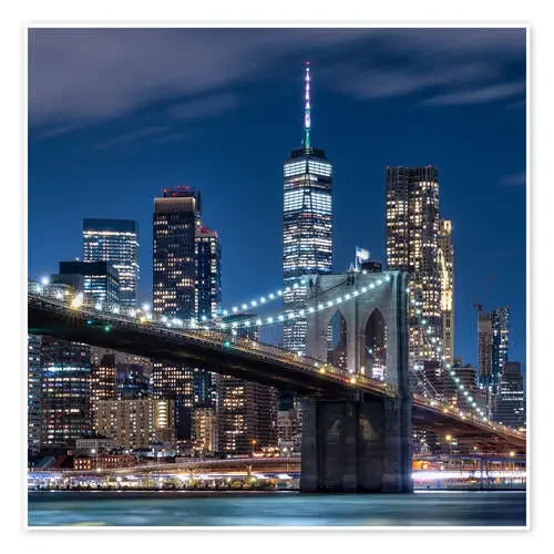 Brooklyn Bridge at Night, New York City de Jan Christopher Becke