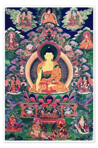 Buda Shakyamuni con once figuras de Tibetan School Bridgeman Images