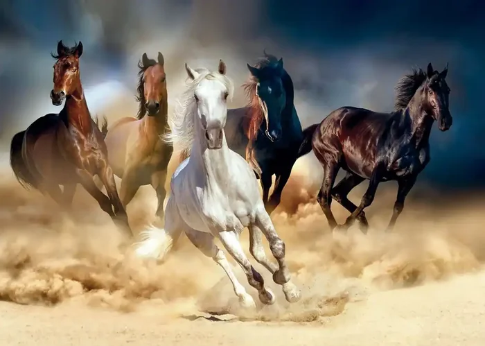 caballos marrón, beige y azul de Sanders & Sanders – 600960