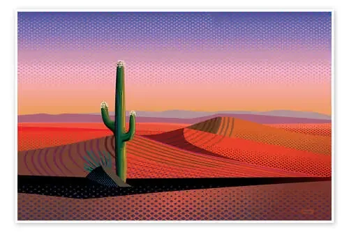 Cactus in Desert at Sunset de Charles Harker