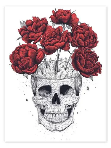 Calavera con peonias de Valeriya Korenkova
