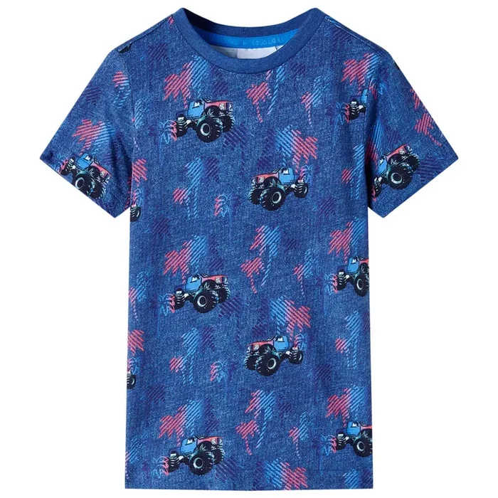Camiseta infantil azul oscuro mélange 128 (2)