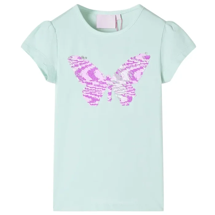Camiseta infantil de manga casquillo menta claro 140