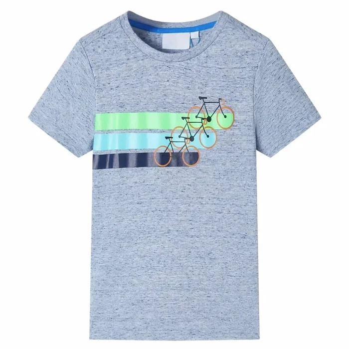 Camiseta infantil de manga corta azul mélange 104