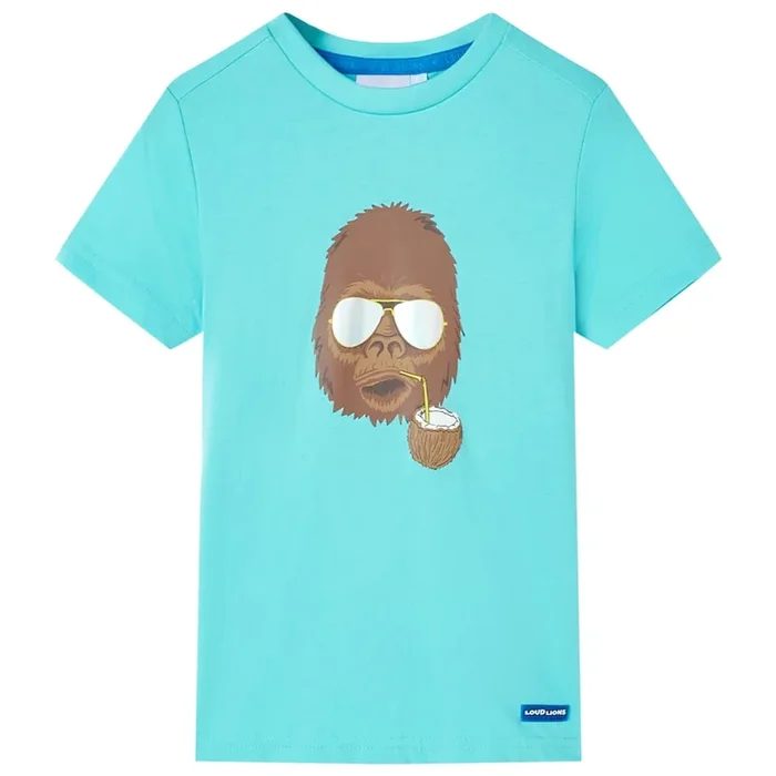 Camiseta infantil de manga corta color aguamarina 128 (2)