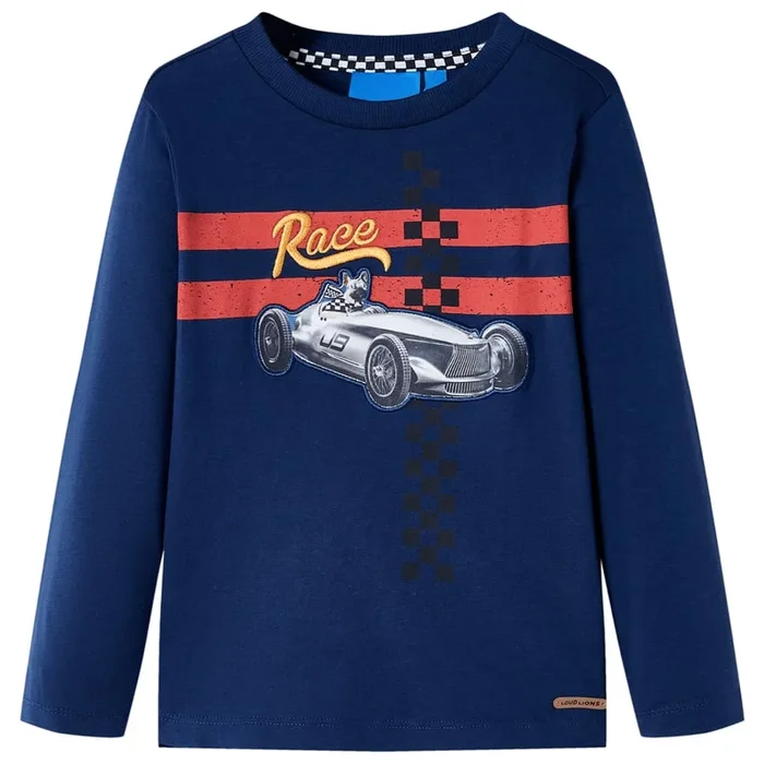 Camiseta infantil de manga larga azul marino 104 (6)