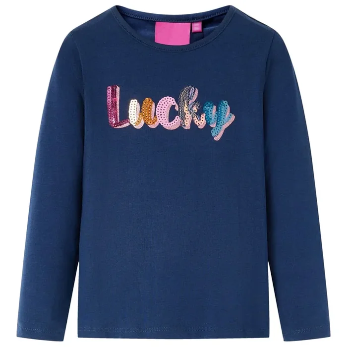 Camiseta infantil de manga larga azul marino 104