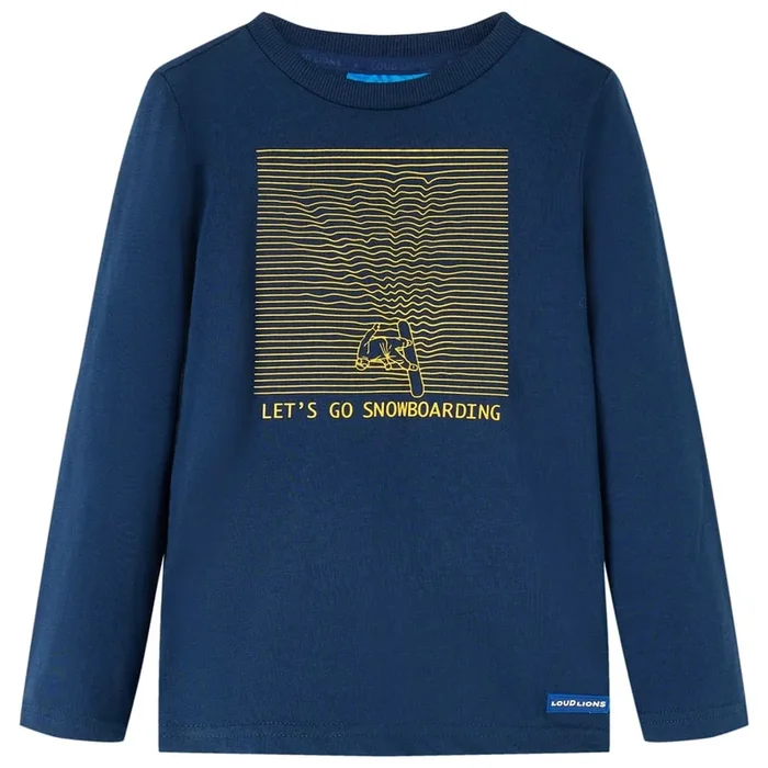 Camiseta infantil de manga larga azul marino 128 (12)