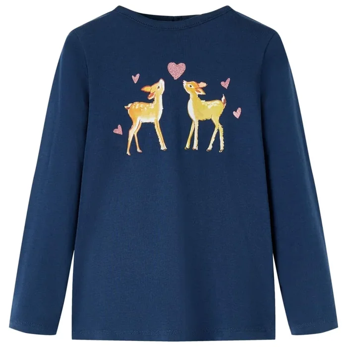 Camiseta infantil de manga larga azul marino 140 (10)