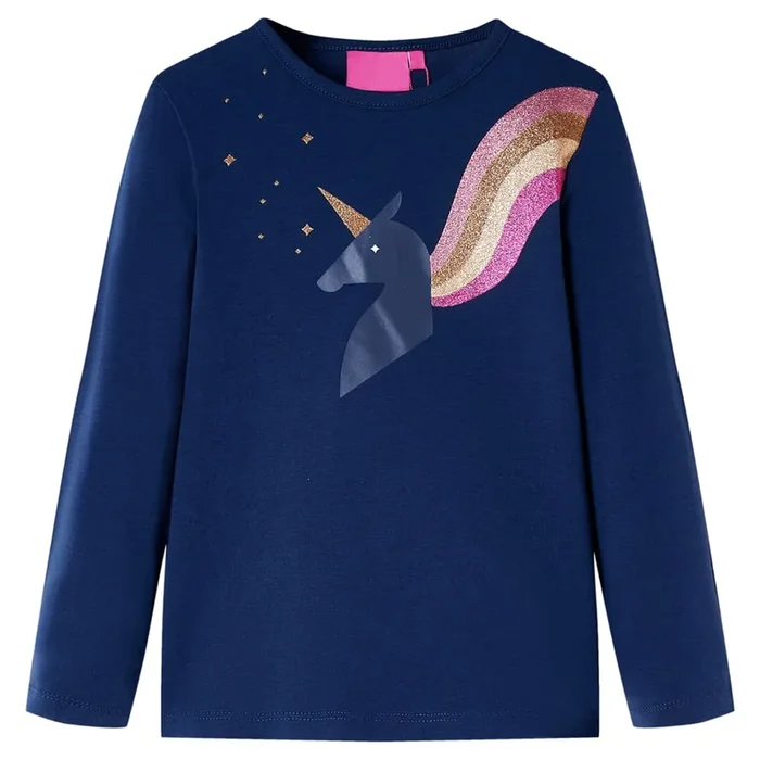 Camiseta infantil de manga larga azul marino 92 (25)