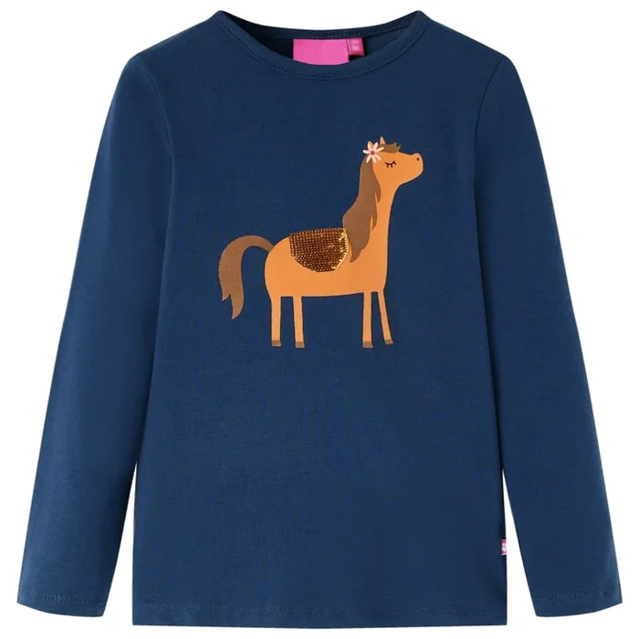 Camiseta infantil de manga larga azul marino 92 (30)