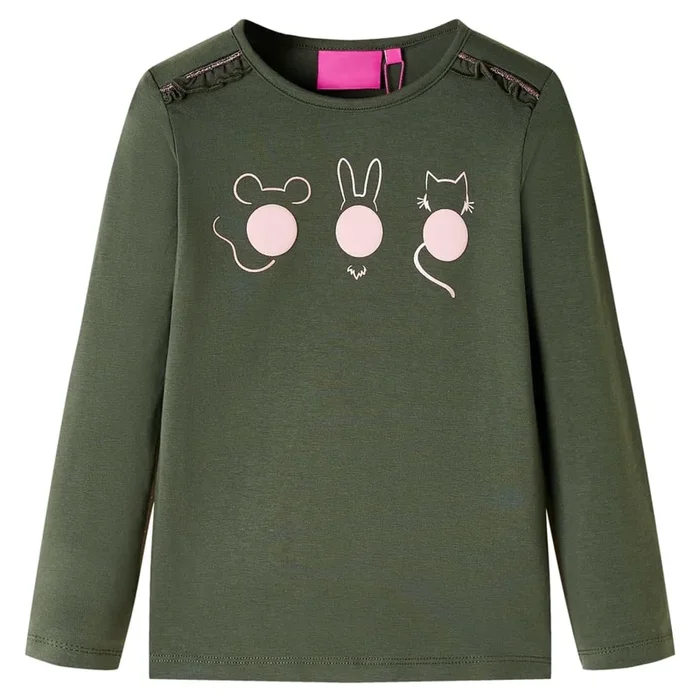Camiseta infantil de manga larga caqui 104 (7)