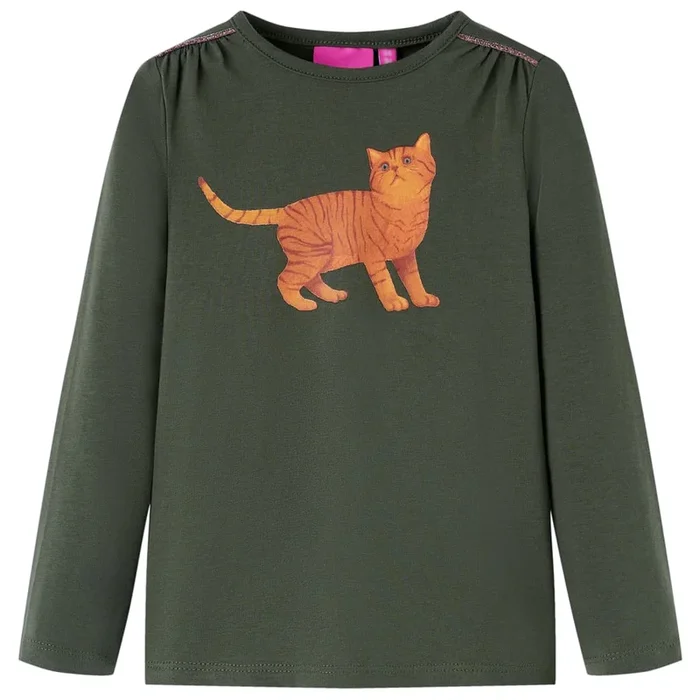 Camiseta infantil de manga larga caqui 128 (8)