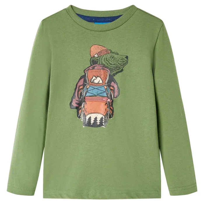 Camiseta infantil de manga larga caqui claro 104 (2)