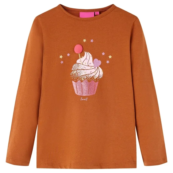Camiseta infantil de manga larga color coñac 128 (3)