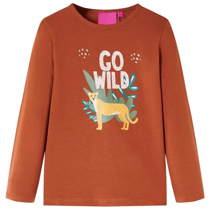 Camiseta infantil de manga larga color coñac 140 (5)