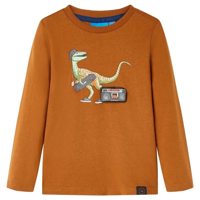 Camiseta infantil de manga larga color coñac 92 (4)