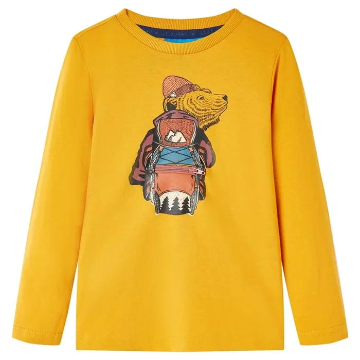 Camiseta infantil de manga larga color ocre 128 (9)
