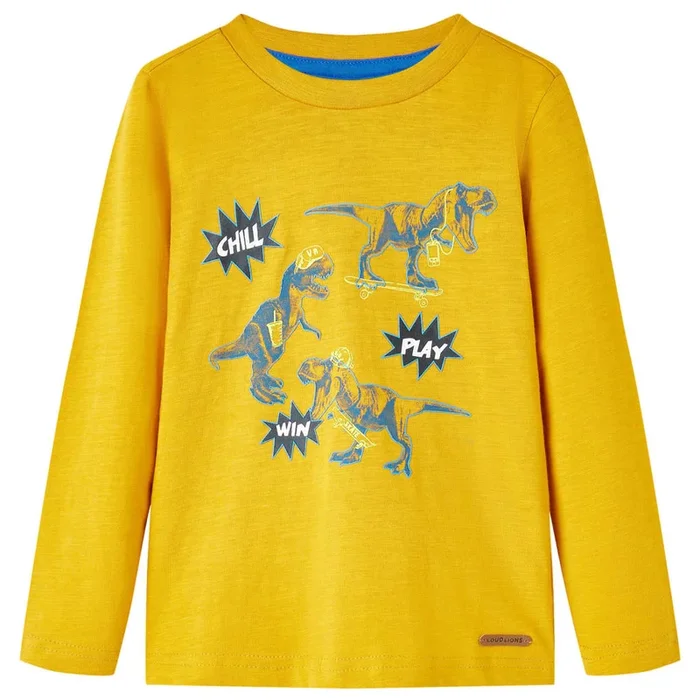 Camiseta infantil de manga larga color ocre 92