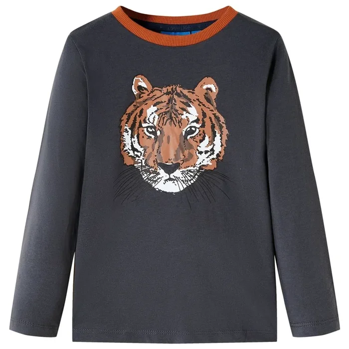 Camiseta infantil de manga larga gris antracita 92