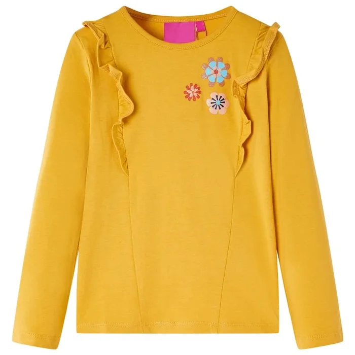 Camiseta infantil de manga larga ocre oscuro 104 (6)