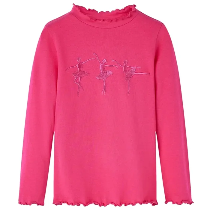 Camiseta infantil de manga larga rosa brillante 104 (6)