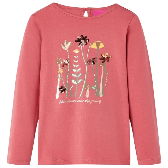 Camiseta infantil de manga larga rosa envejecido 116 (2)