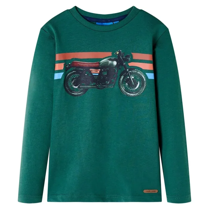 Camiseta infantil de manga larga verde 128