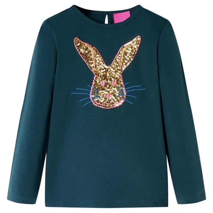 Camiseta infantil de manga larga verde oscuro 116 (3)
