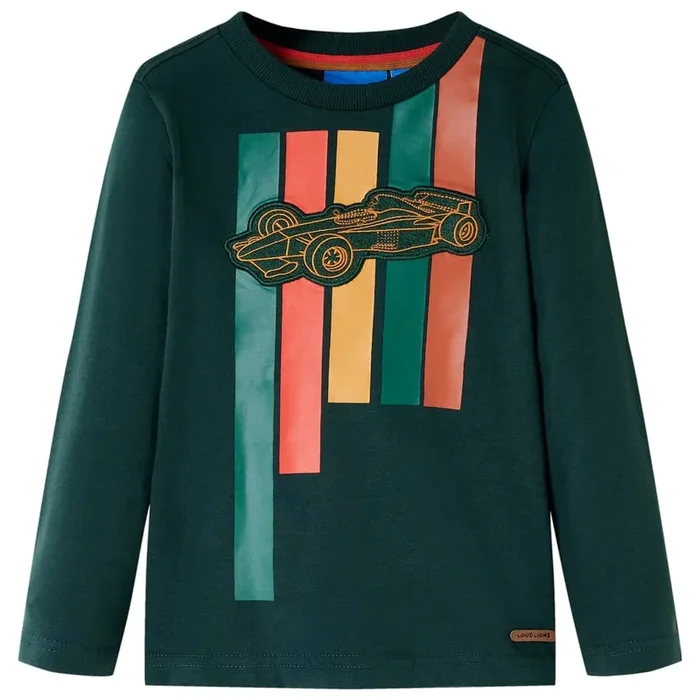 Camiseta infantil de manga larga verde oscuro 116 (7)